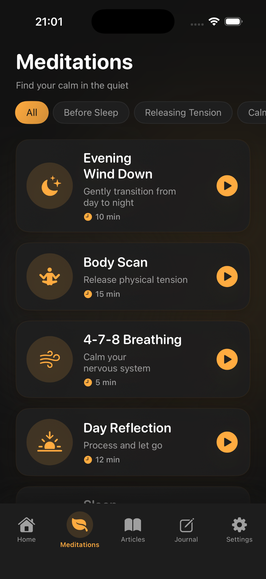 Wind Down — Meditations library
